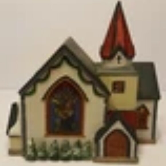 Vintage 1995 Lemax Vail Village St. Luke's Church Stained Glass #55173 - Picture 3 of 5
